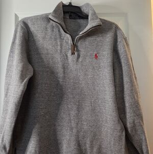 Vintage Y2K Polo Ralph Lauren Men’s Small Grey Quarter-Zip Pullover